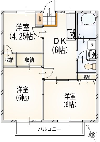 ホワイトクレイン 101号室 間取り
