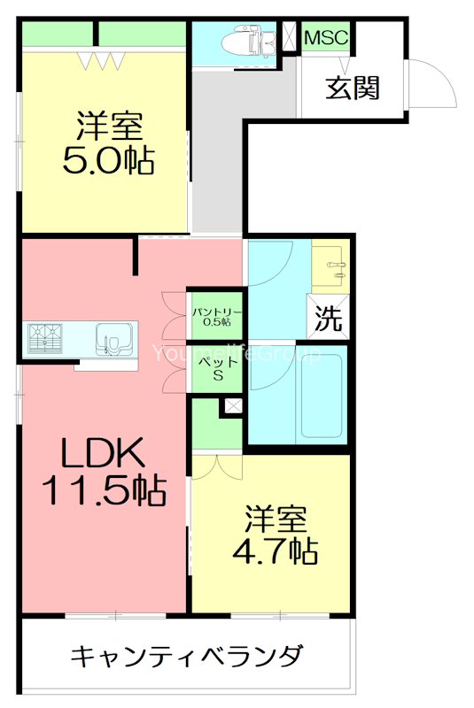 アルカン・メール 藤沢 304号室 間取り