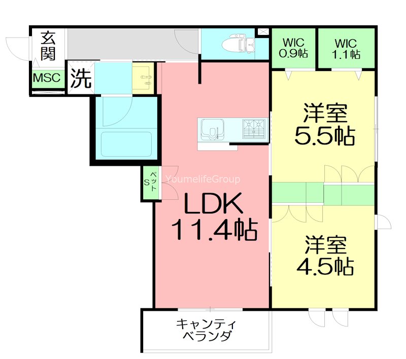 アルカン・メール　藤沢 201号室 間取り