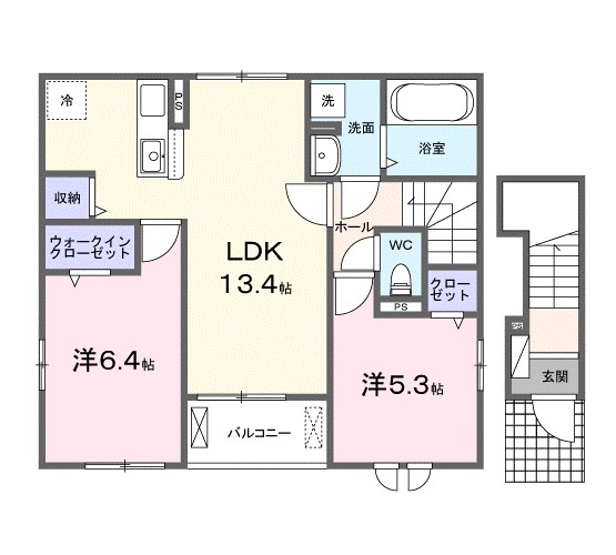 ノ―ザン ハウス 201号室 間取り