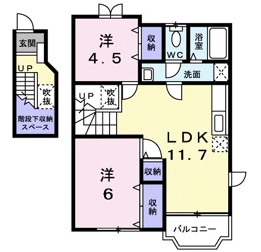 オークレイコートⅡ 201号室 間取り