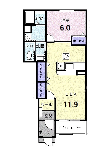 パーシモンⅡ 104号室 間取り