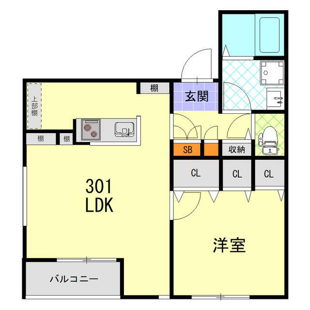 CFジオーレ鎌倉壱番館 301号室 間取り