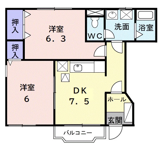 グリシーナ湘南A 101号室 間取り