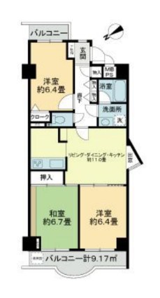 ライオンズマンション片瀬江ノ島 607号室 間取り
