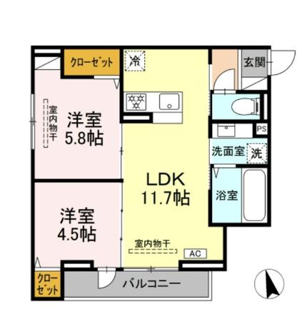 ロイヤルヒルズ 201号室 間取り
