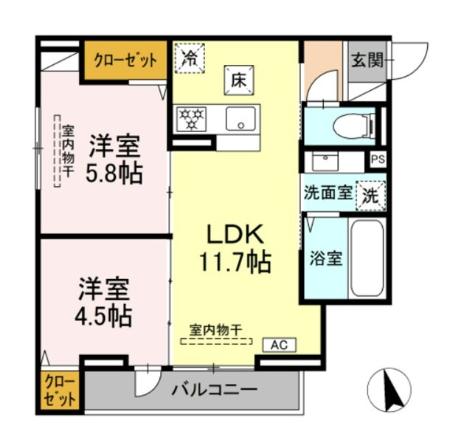 ロイヤルヒルズ 101号室 間取り