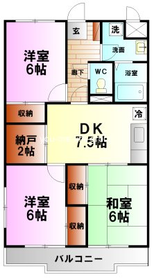 マンション&mu; 1-A号室 間取り