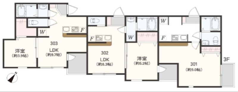 アザーレ・クオン東海大学前 303号室 間取り