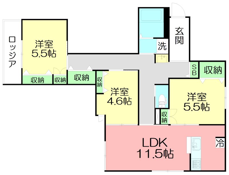 新築鶴見3LDK 202号室 間取り