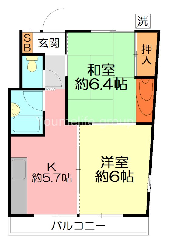 サンハイツ厚木 202号室 間取り