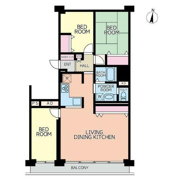 県ドリームハイツ　８号棟 308号室 間取り