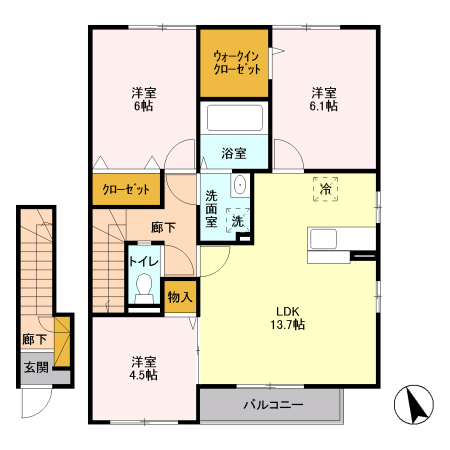 リヴェール　Ａ棟 202号室 間取り