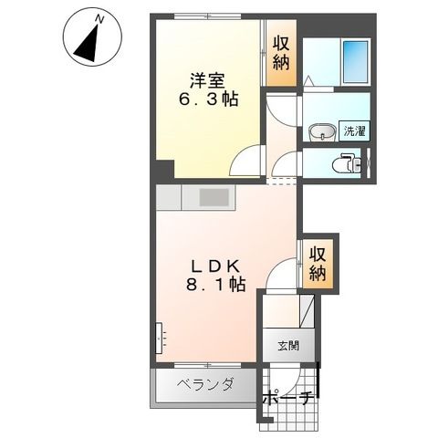 スカイテラス 102号室 間取り