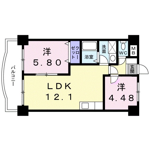 レポサール弥勒寺 309号室 間取り