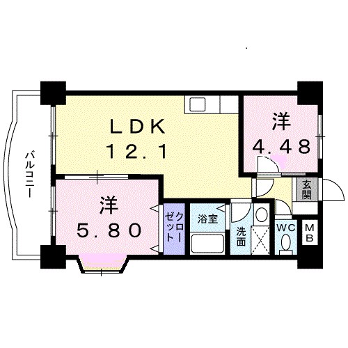 レポサール弥勒寺 409号室 間取り