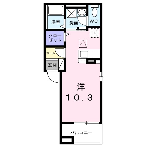 伊勢原３丁目アパート 102号室 間取り
