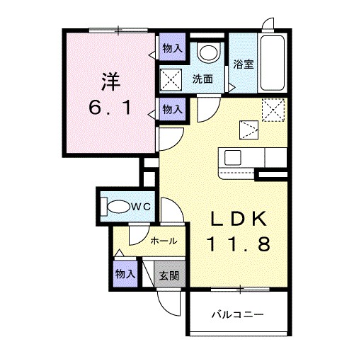 ル・アーブル 102号室 間取り