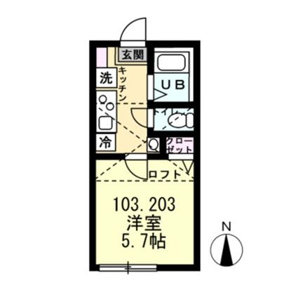 Beach　Lagoon杉田 103号室 間取り
