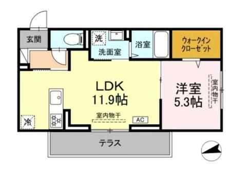 アンソレイユ宮ノ上 102号室 間取り