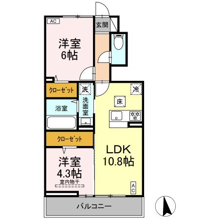 ドムス・クレスト 103号室 間取り