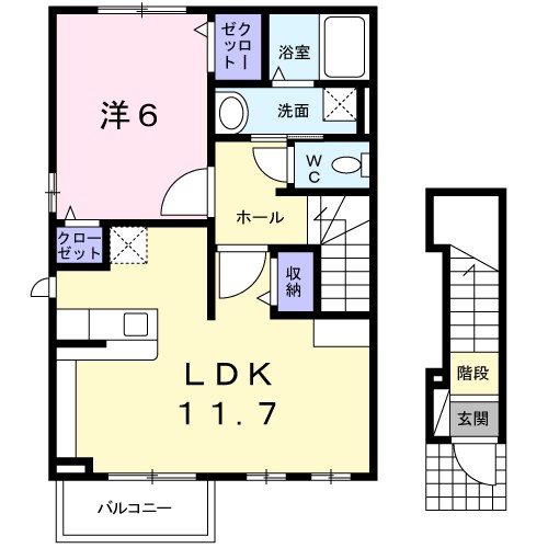 カレントガーデンC 201号室 間取り