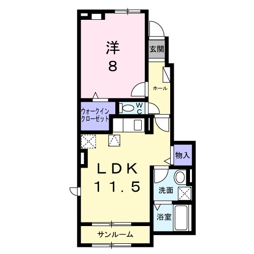 ルナ・ソレイユ 102号室 間取り