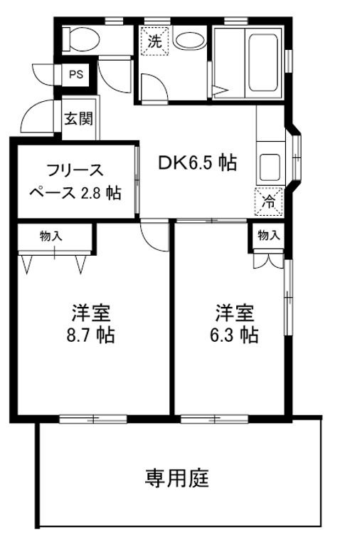 アカリサンパーク 102号室 間取り