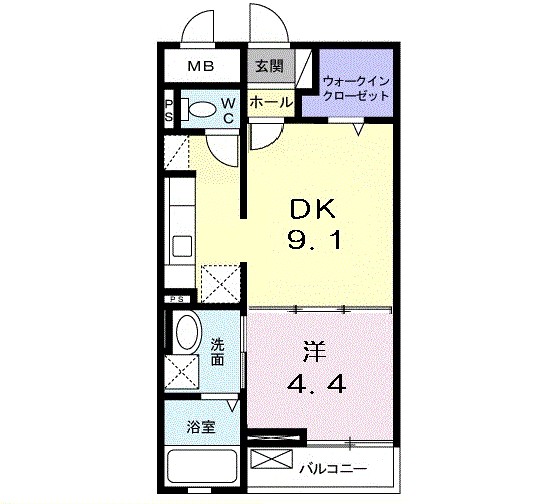 クレール茅ヶ崎Ⅱ 202号室 間取り