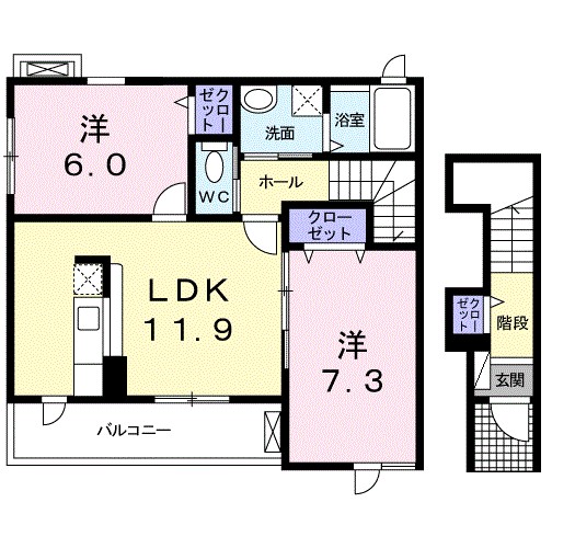 ノワール エ ブラン 201号室 間取り