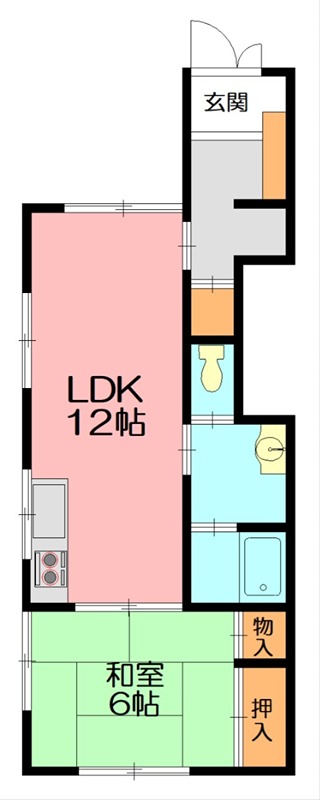 神明町アパート B-1号室 間取り