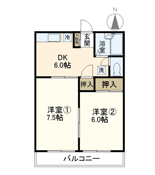 グローバル 102号室 間取り
