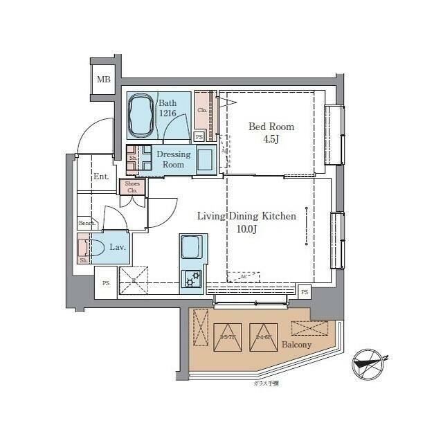 LUXENA+PAWS藤沢 0201号室 間取り