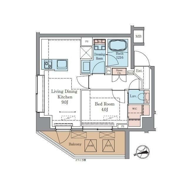 LUXENA+PAWS藤沢 0302号室 間取り