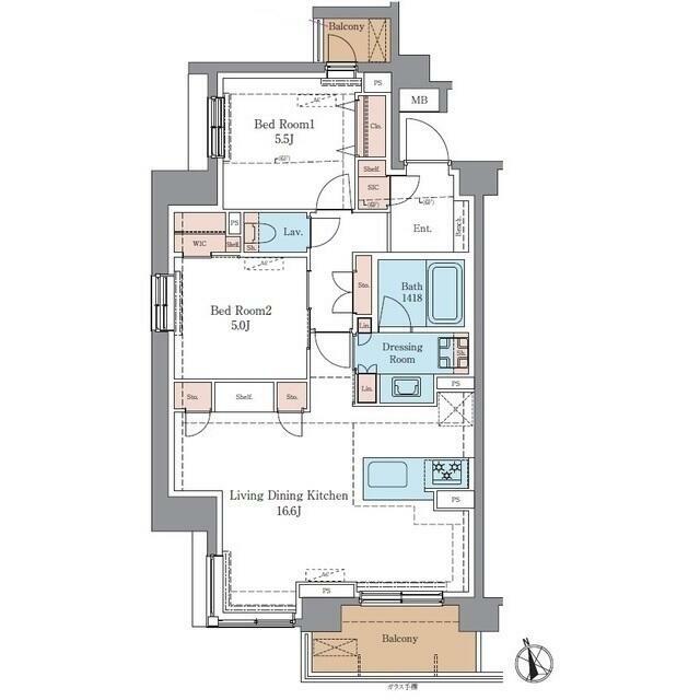 LUXENA+PAWS藤沢 0603号室 間取り