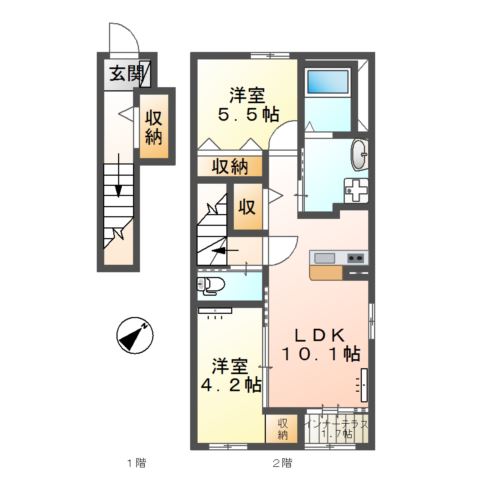 厚木市下川入新築アパート 201号室 間取り