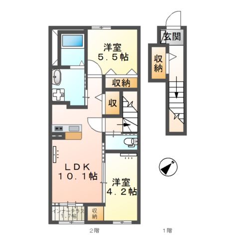 厚木市下川入新築アパート 202号室 間取り