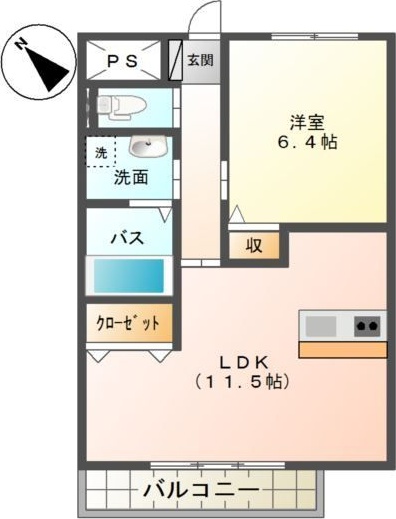オルモ 103号室 間取り