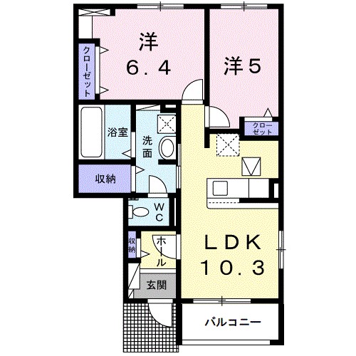 スプリングス・A 102号室 間取り