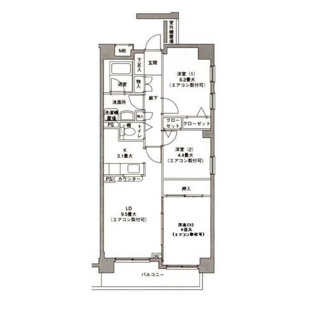 グランドクロス 301号室 間取り