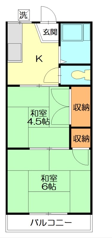 菊地荘 203号室 間取り