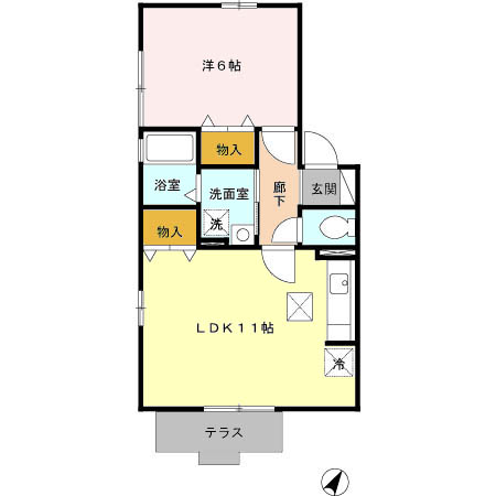パストラル Ⅱ 103号室 間取り