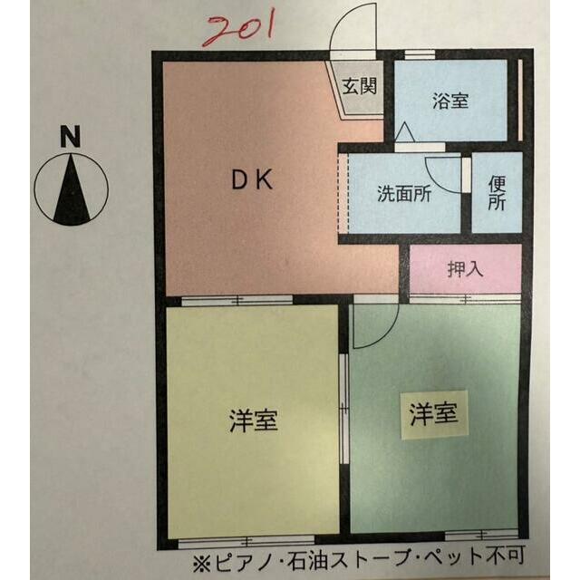 パレーシャル桜花園Ⅲ 201号室 間取り