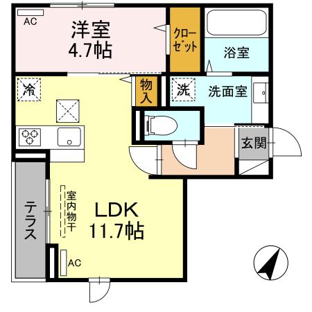 アジュール 103号室 間取り