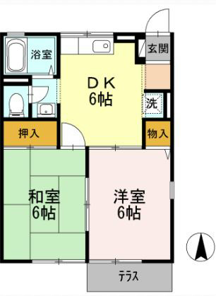 サニーハイツ中村 201号室 間取り
