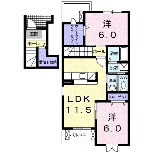 シャトーアンジュ 201号室 間取り