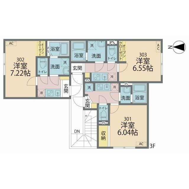カインドネス厚木旭町Ⅱ 301号室 間取り