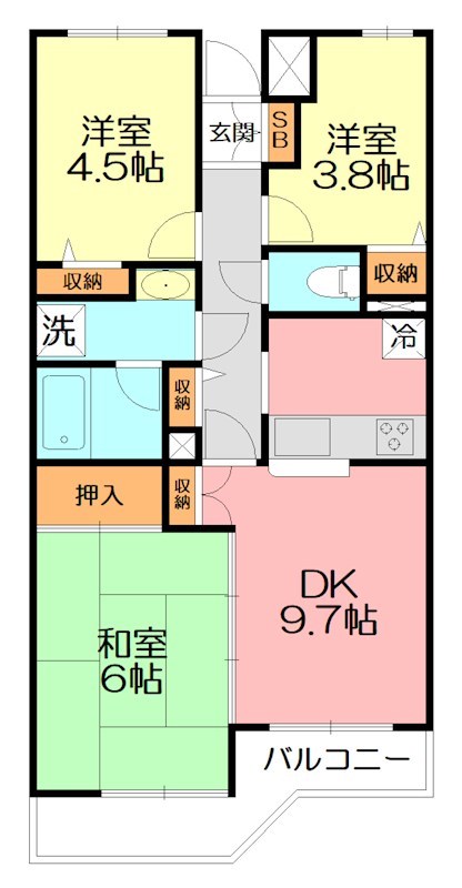 藤和平塚代官町コープ 405号室 間取り