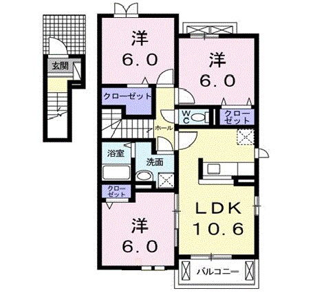 ルピナス 201号室 間取り