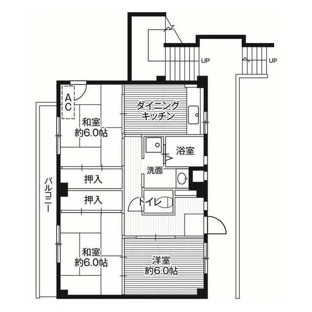 ビレッジハウス亀井野2号棟 305号室 間取り